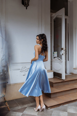 Rosine Satin Bustier Midi Dress