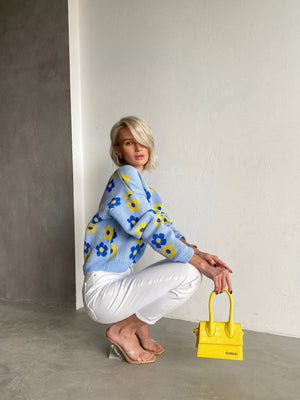 Florine Floral Knit Cardigan – Yellow Floral