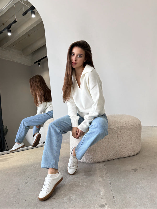 Elin Knit Blouse – Milk White