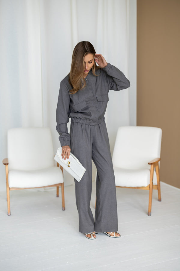 Solene Knit Lounge Set – Grey