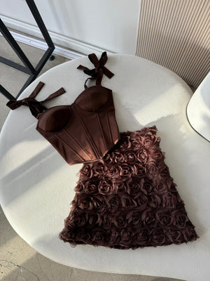 Émeraude Corset Top & Textured Skirt Set