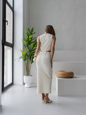 Alba Ribbed Knit Two-Piece – Milk White
