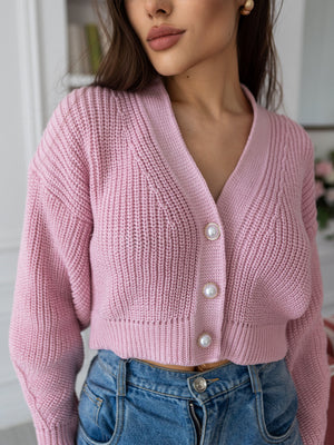 Willa Cropped Cardigan – Pink