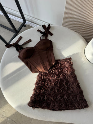 Émeraude Corset Top & Textured Skirt Set