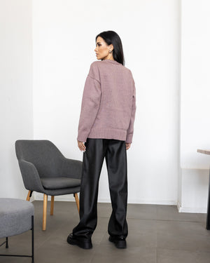 Marion Relaxed Crew Sweater – Blush