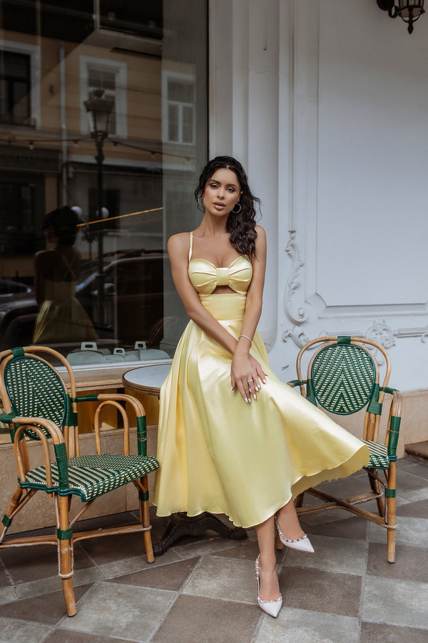Rosine Satin Bustier Midi Dress