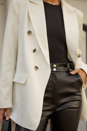 Gwendoline Double-Breasted Oversized Blazer – Milk White
