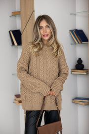 Mireille Cable Knit Sweater in Camel