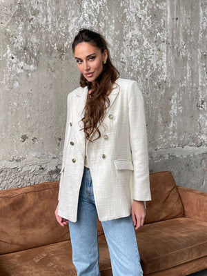 Gwendoline Double-Breasted Oversized Blazer – Milk White