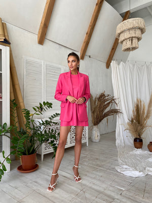 Hermine Oversized Longline Blazer – Raspberry