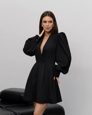 Sidonie High-Neck Puff-Sleeve Mini Dress