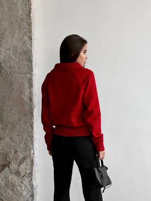 Elin Knit Blouse – Red