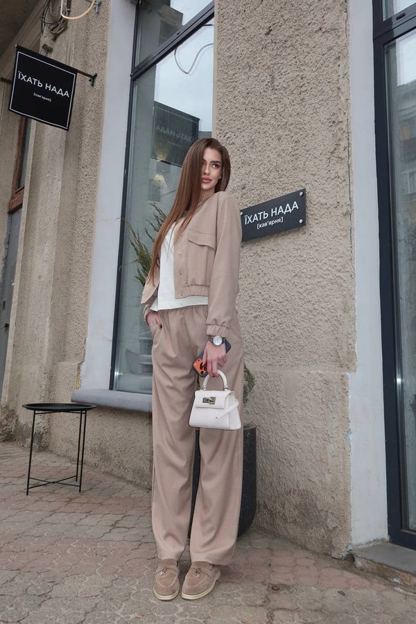 Solene Knit Lounge Set – Beige