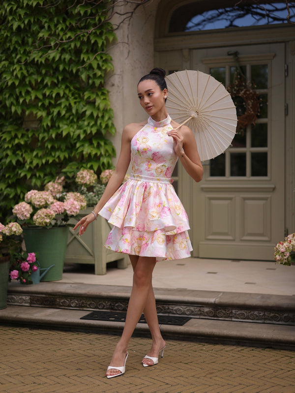 Ambroisine Floral Halter Mini Dress