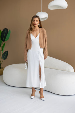 Jacinthe Fine Knit Cardigan – Camel