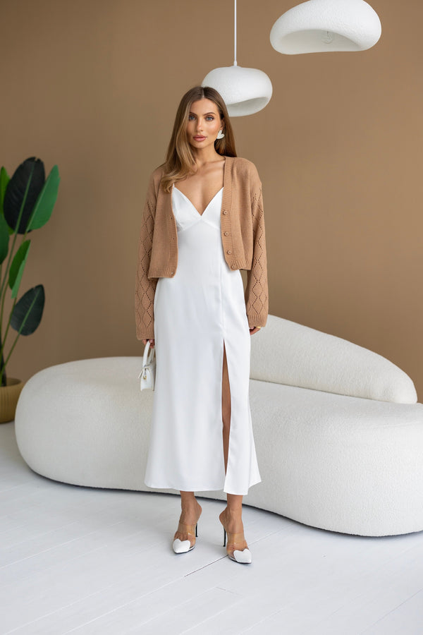 Jacinthe Fine Knit Cardigan – Camel
