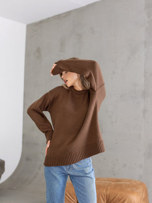 Marion Relaxed Crew Sweater – Brown
