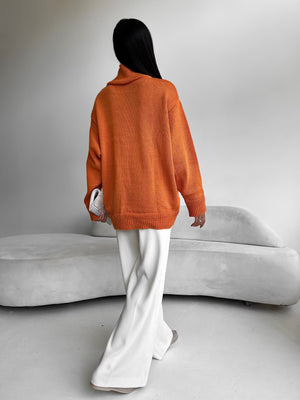 Maëlle Oversized Knit Sweater – Orange