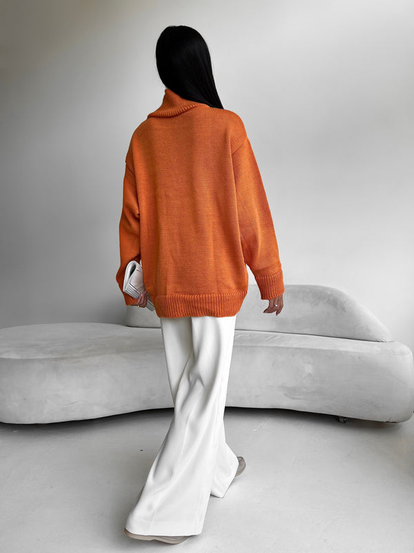 Maëlle Oversized Knit Sweater – Orange