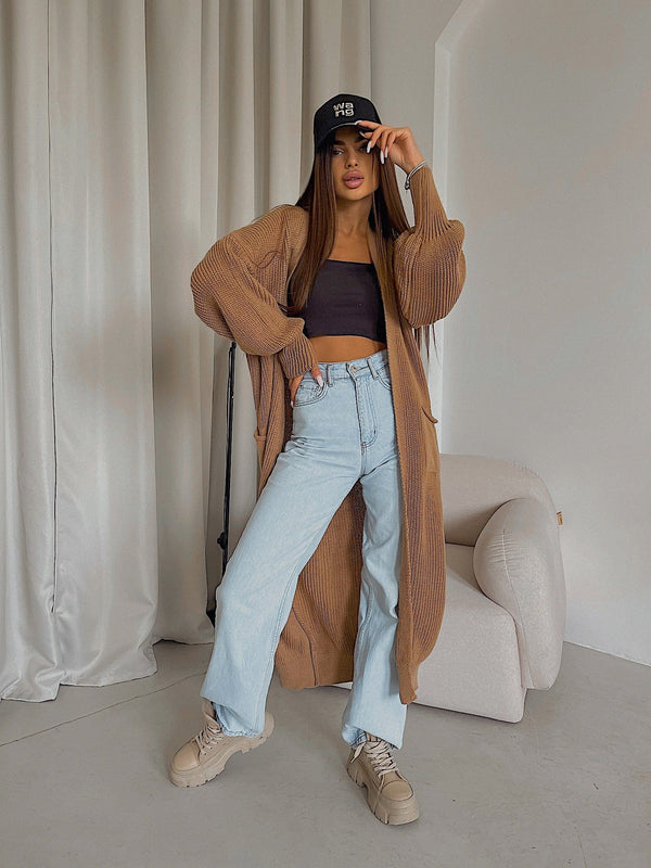 Selene Longline Cardigan – Camel