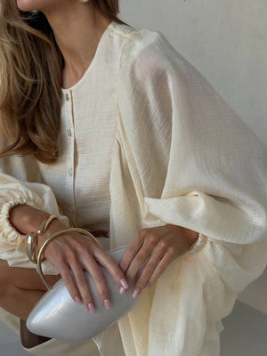 Sicily Cream Ruffle Mini Dress