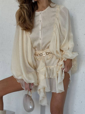Sicily Cream Ruffle Mini Dress