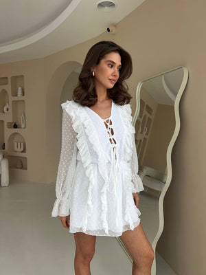 Snow Petal Chiffon Mini Dress