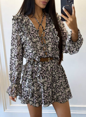 Rochie mini din șifon Meadow Bloom