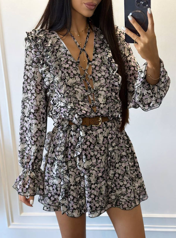 Rochie mini din șifon Meadow Bloom