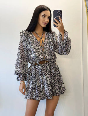 Rochie mini din șifon Meadow Bloom