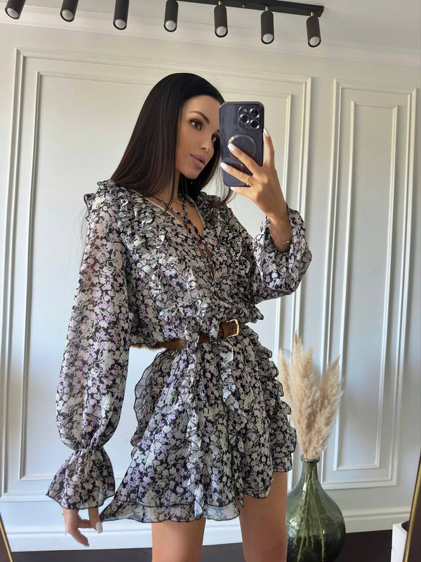 Rochie mini din șifon Meadow Bloom