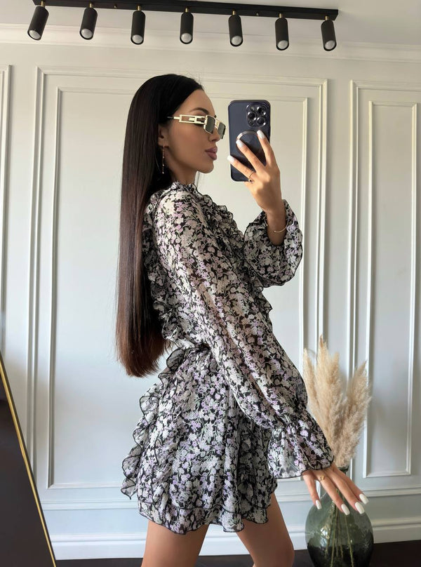 Rochie mini din șifon Meadow Bloom
