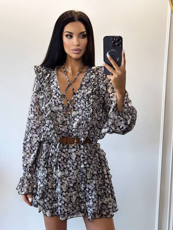 Rochie mini din șifon Meadow Bloom