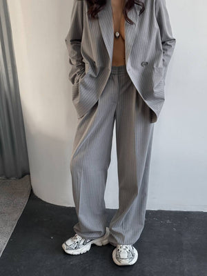 Grey Pinstripe Relaxed Suit
