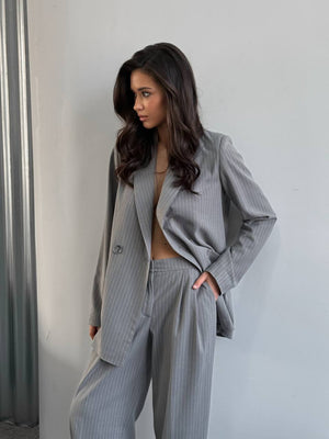 Grey Pinstripe Relaxed Suit