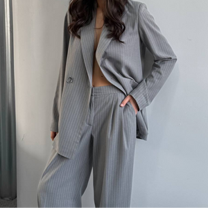 Grey Pinstripe Relaxed Suit