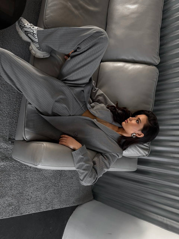 Grey Pinstripe Relaxed Suit