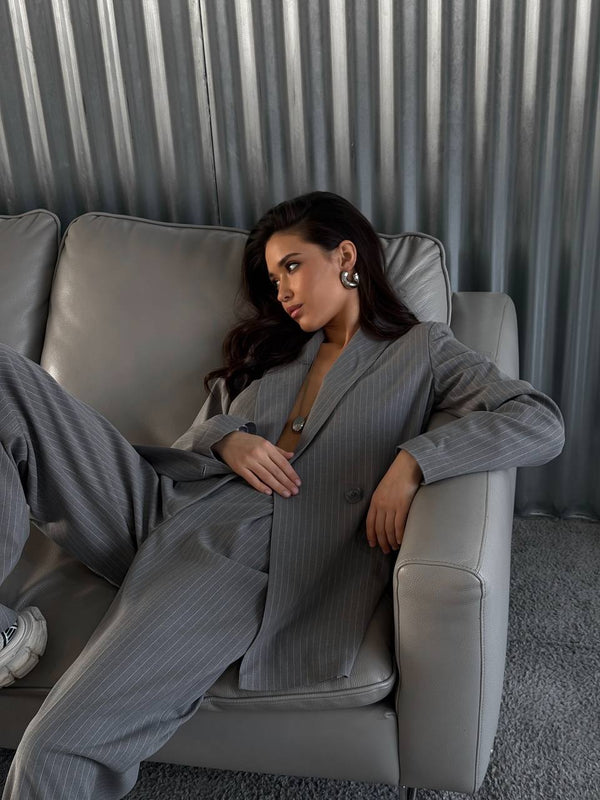 Grey Pinstripe Relaxed Suit