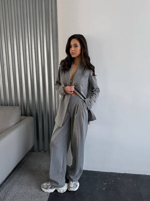 Grey Pinstripe Relaxed Suit
