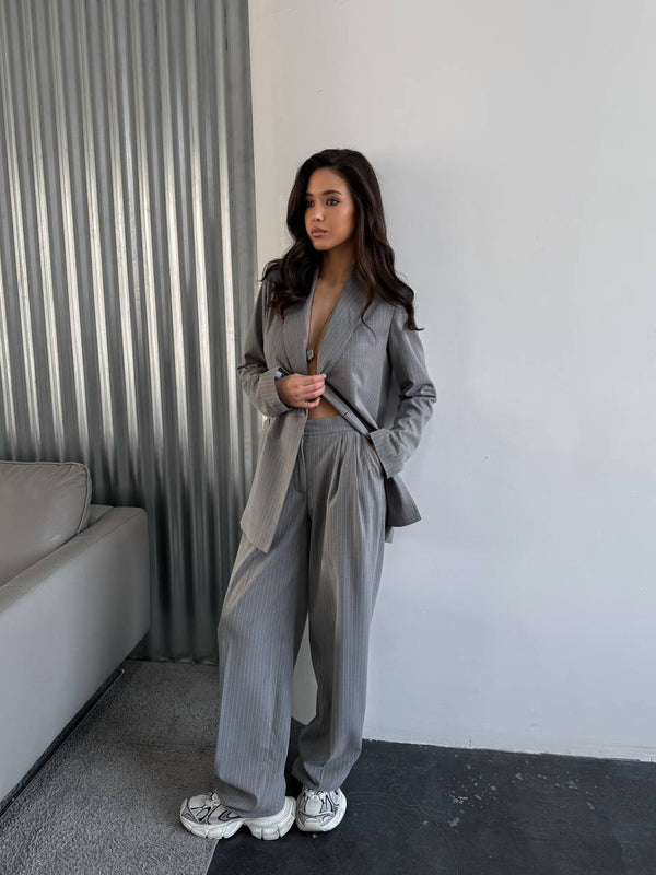 Grey Pinstripe Relaxed Suit