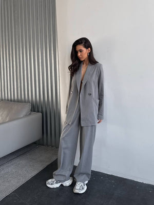 Grey Pinstripe Relaxed Suit