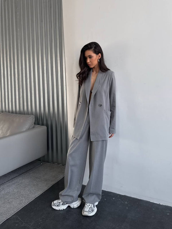 Grey Pinstripe Relaxed Suit