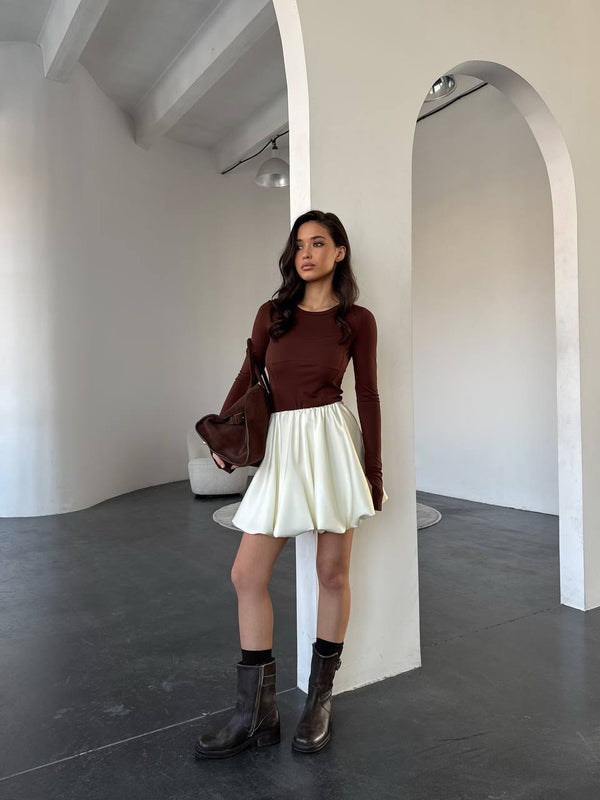 Top cu mânecă lungă, Ciocolată Baze Luxe