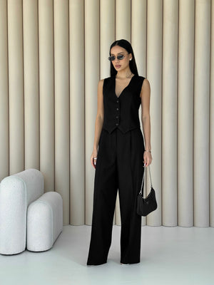 Blanche Waistcoat & Trouser Suit – Black