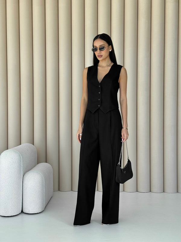 Blanche Waistcoat & Trouser Suit – Black