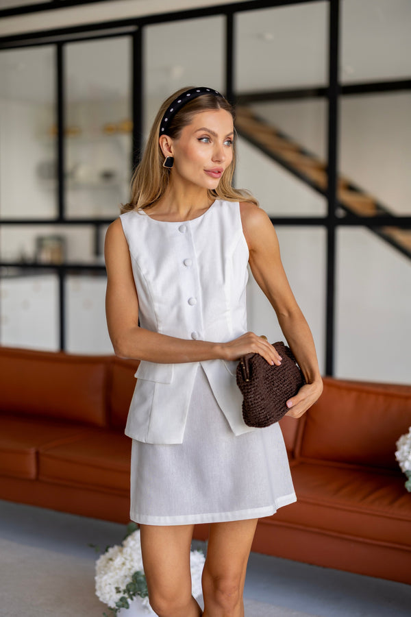 Juliette Ruffle Linen Set – Milk White