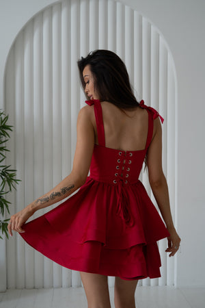 Léontine Tie-Strap Tiered Mini Dress – Mango