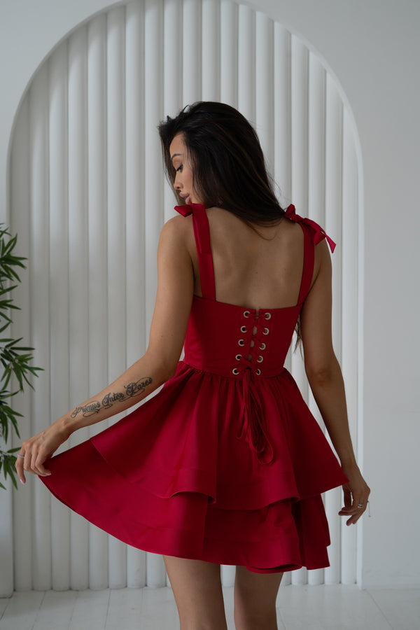 Léontine Tie-Strap Tiered Mini Dress – Mango
