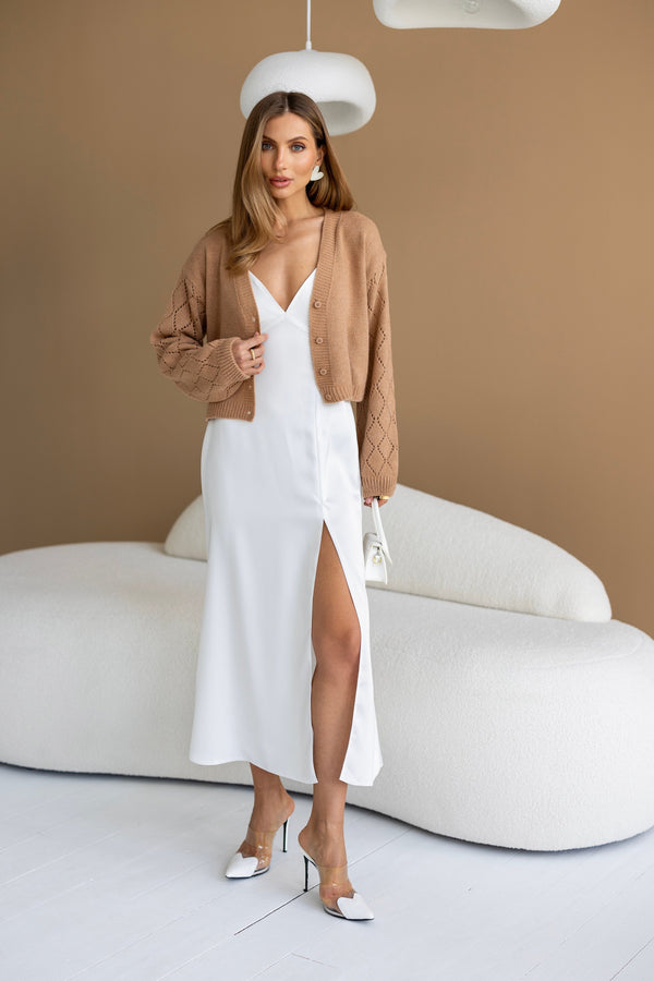 Jacinthe Fine Knit Cardigan – Camel