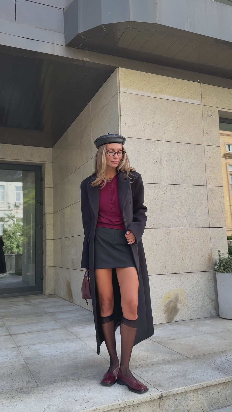 Irène Single-Breasted Wool Coat in Black, video